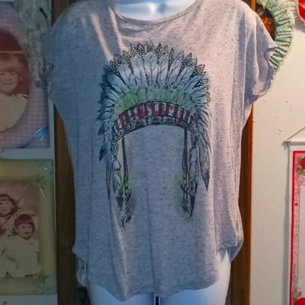 Indian/Native American, Feathered Headress with sparkles T-shirt